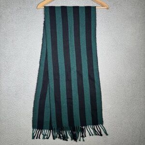 Vintage Gap Lambs Wool Scarf Black Green Stripes